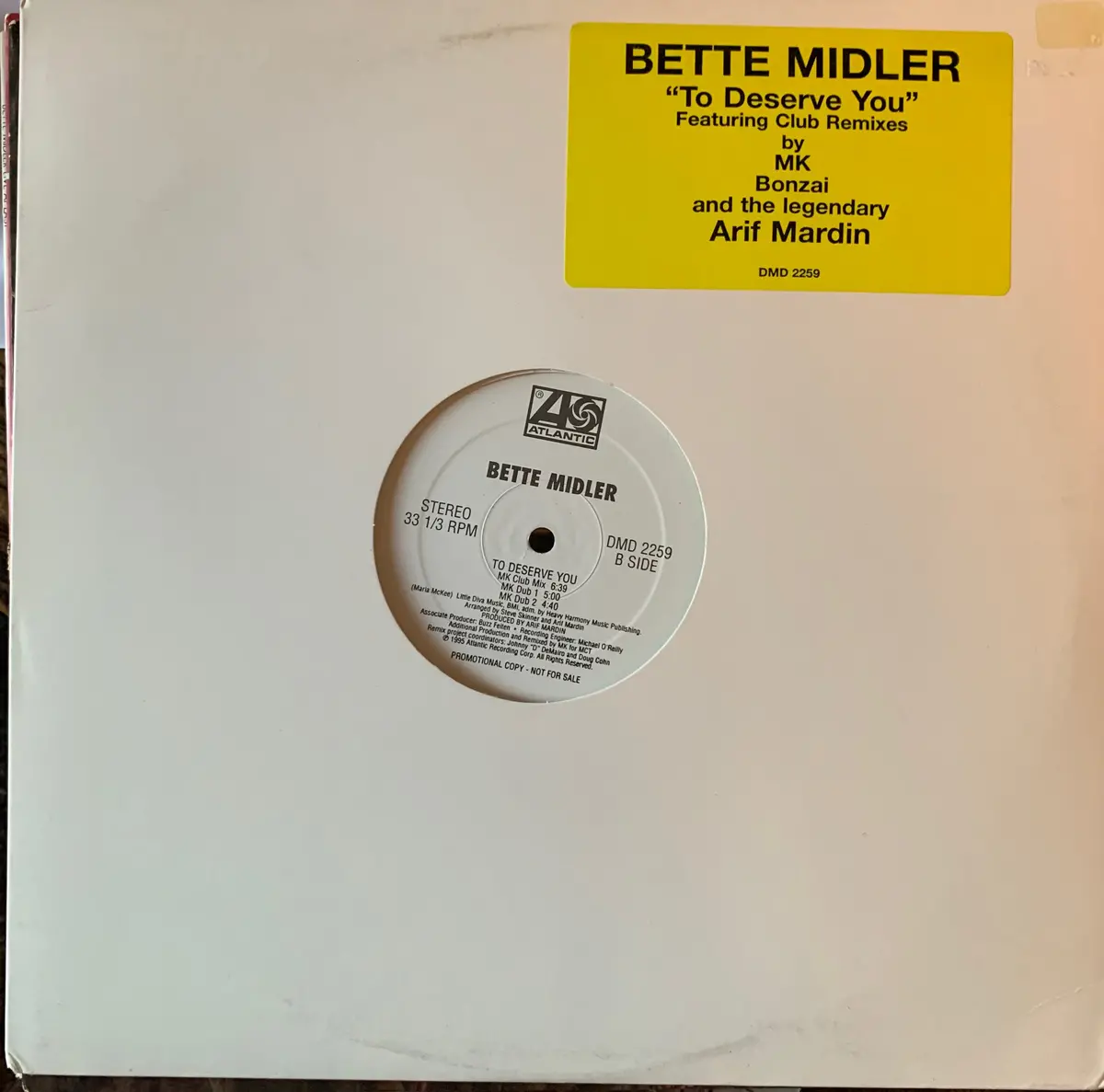 Bette Midler - To Deserve You (Promo 12" Remix) Lp Vinyl _ 1