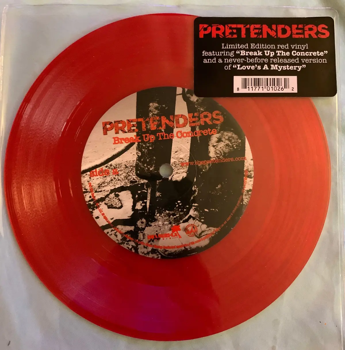 Pretenders - Limited Edition Red Vinyl 45 Record "Break Up The Concrete" 1