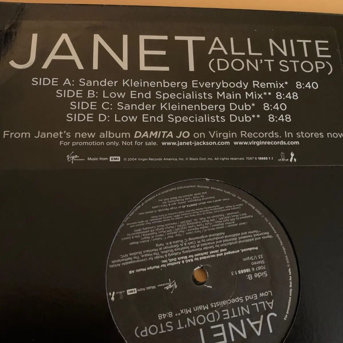 Janet Jackson - All Nite (Don't Stop) Kleinenberg/Specialist Promo Remix 2Xlp Vinyl 1