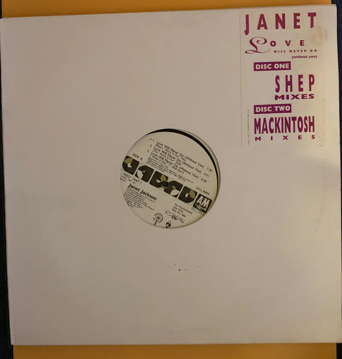 Janet Jackson - Love Will Never Do (Without You)  Promo 12" Vinyl - Used 1