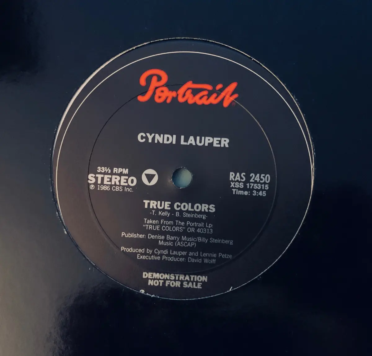Cyndi Lauper - True Colors  Promo  12" Lp Vinyl - Used 1