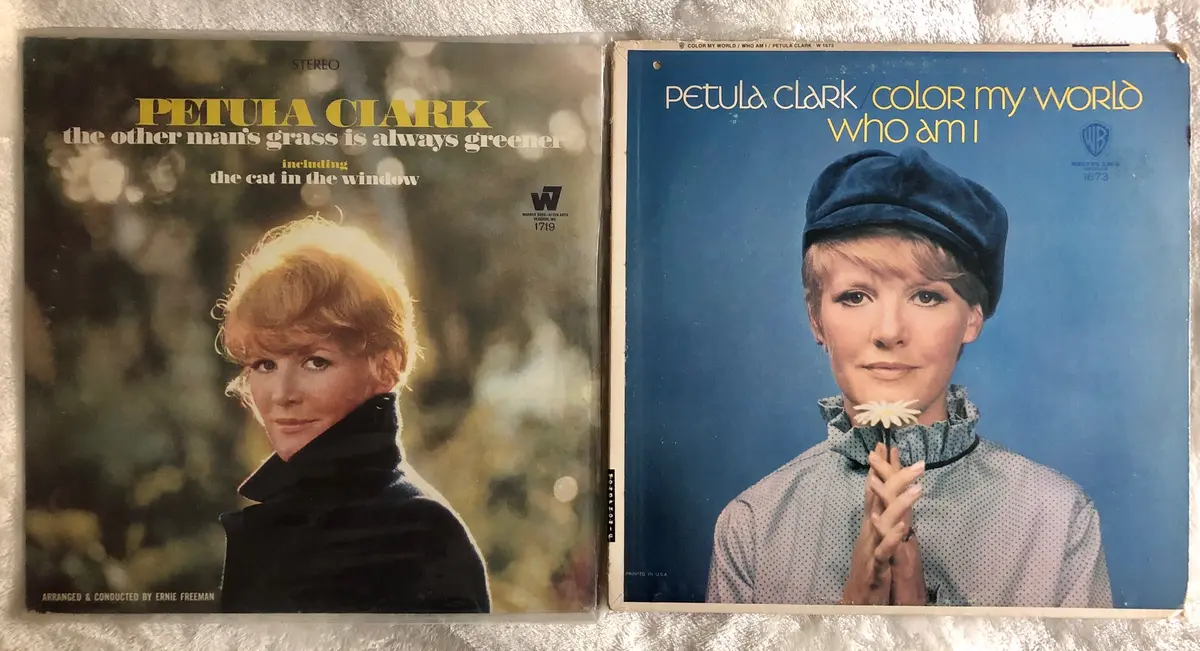 Petula Clark 2 Lp Vinyl Used Lot - "Color My World Who Am I" "Other Man's Grass Is Always Greener" 1