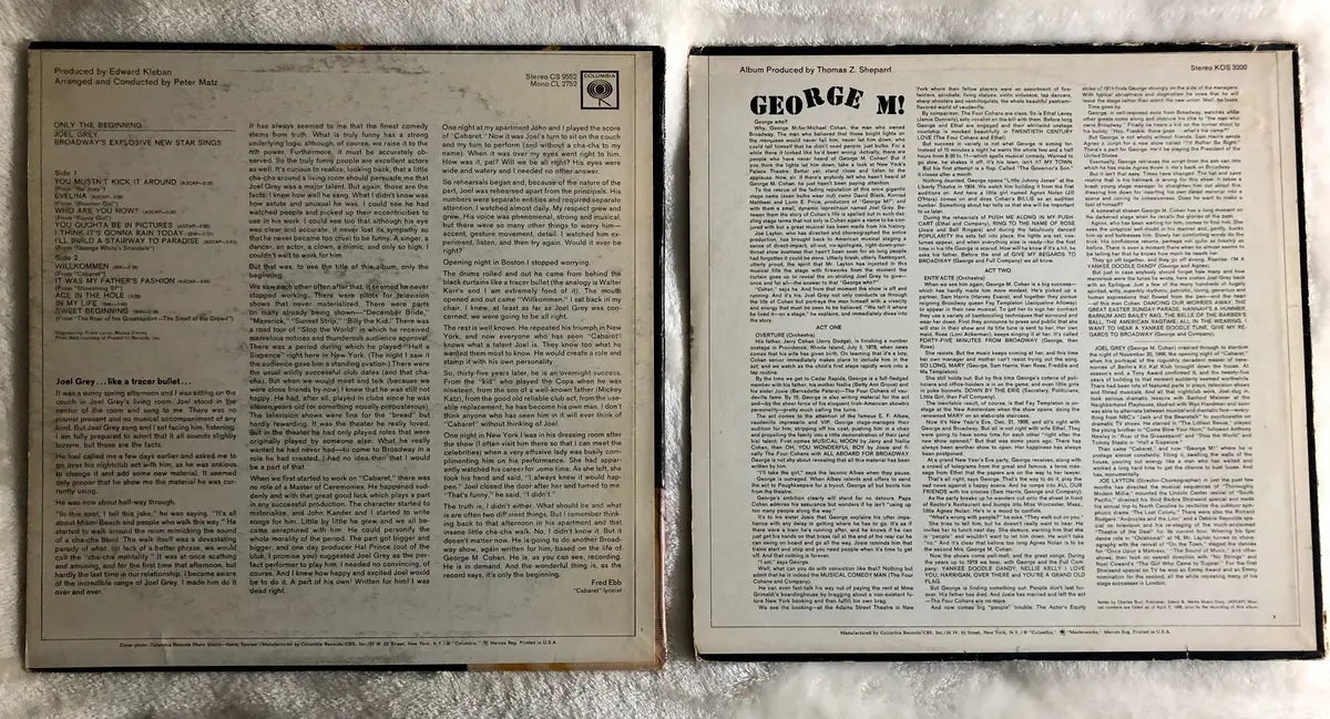 Joel Grey - 2 Lp Vinyl Used Lot George M Broadway - Columbia Records 2