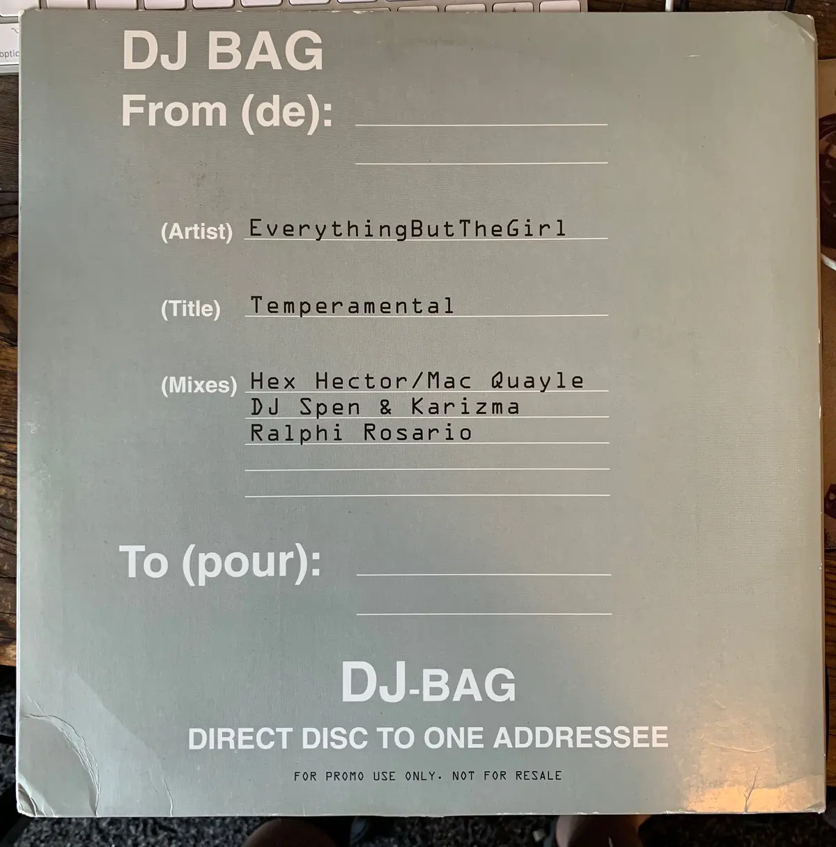 Ebtg (Everything But The Girl) - Temperamental 12" Remix Promo Vinyl - 1998 Used 1