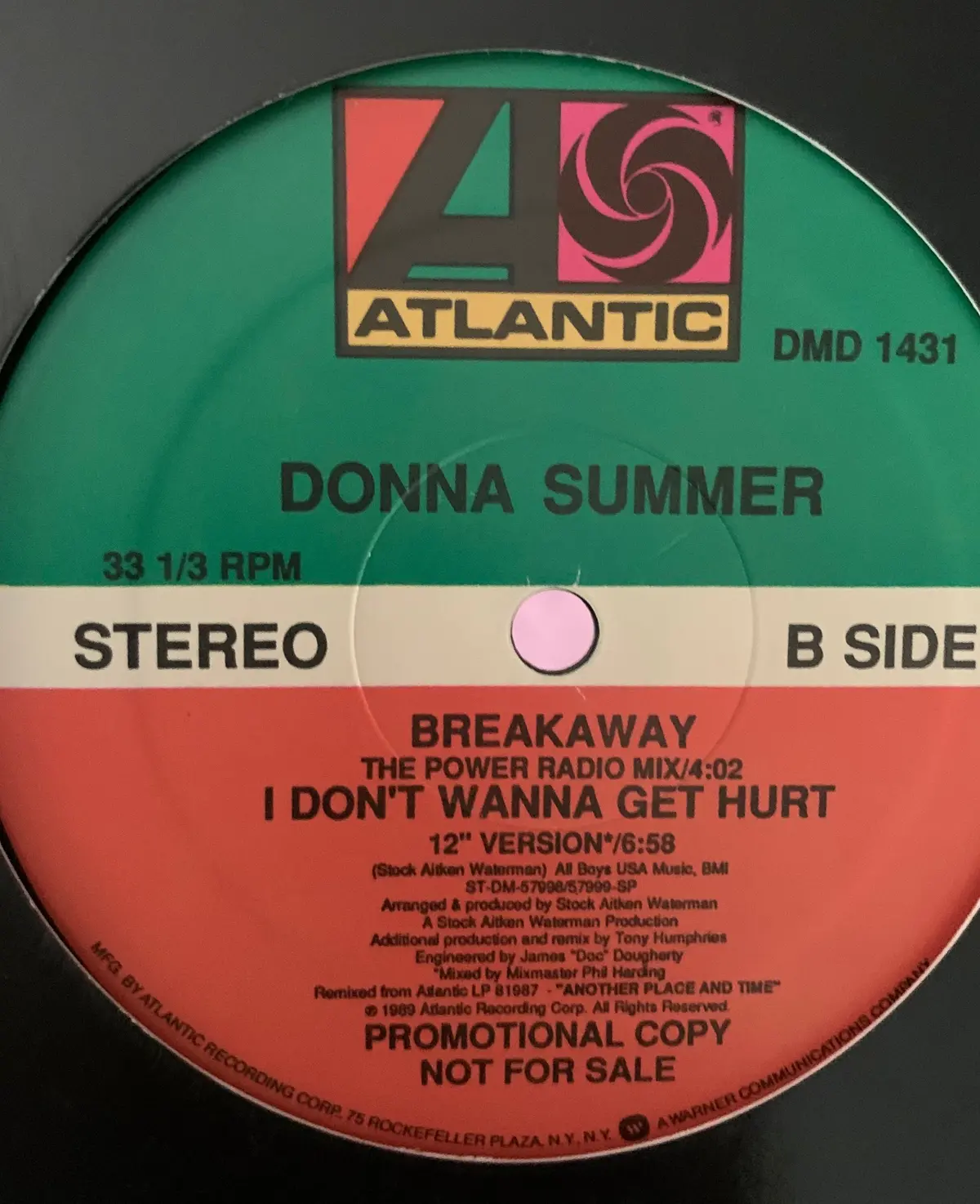 Donna Summer -"Breakaway" 12" Lp Vinyl (Promo) - Used 2