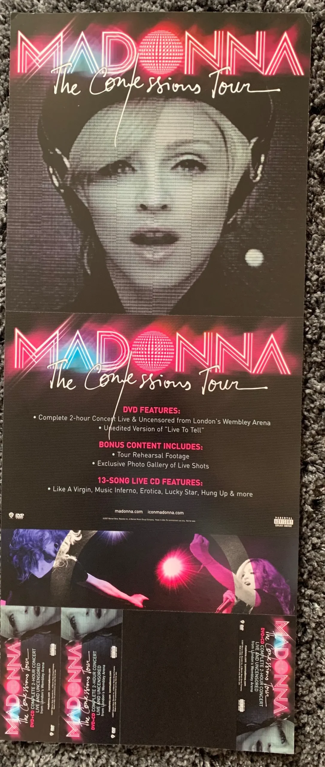 Madonna Confessions Tour Promotional Poster Flat (Perforated In 3 Sections) 1