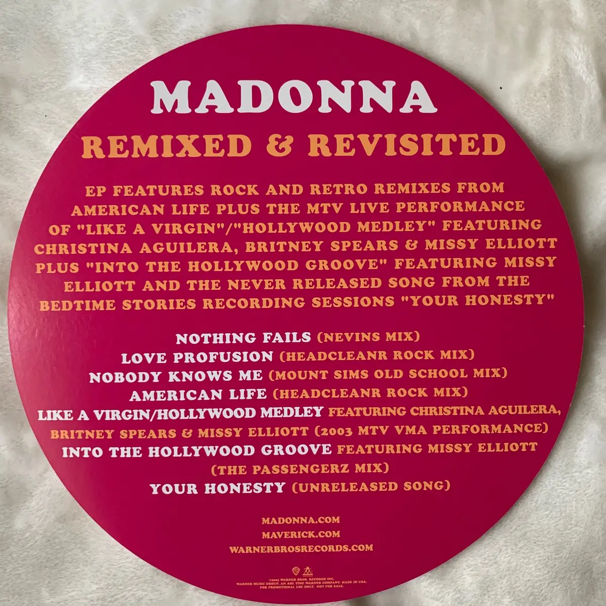Madonna - Remixed & Revisited Round Promo Flat 2