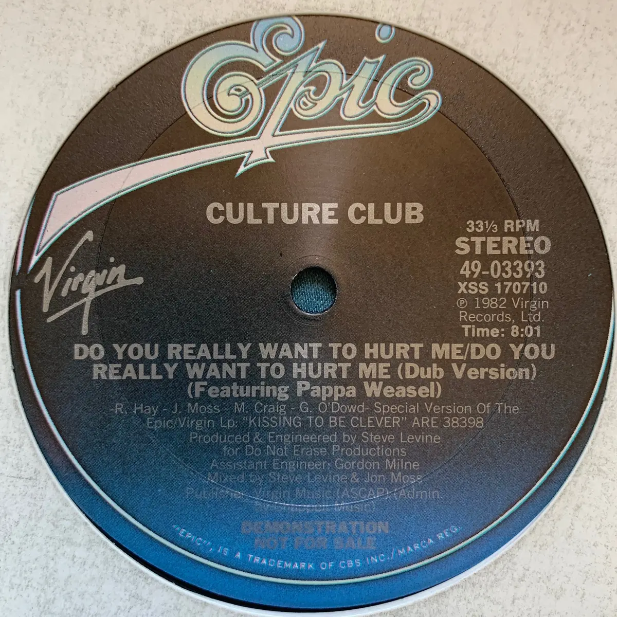 Culture Club / Boy George - Do You Really Want To Hurt Me  Promo 12" Lp Vinyl - Used 1