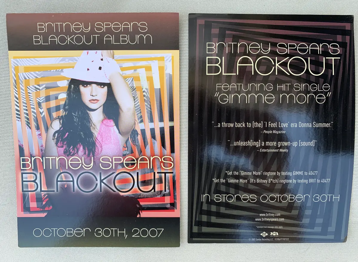Britney Spears - Blackout (Promotional 5X7 Double Sided Glossy Card) - Promo 1