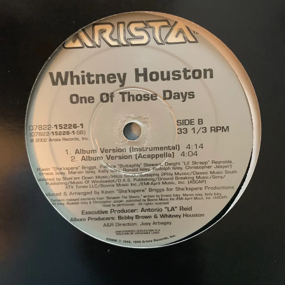 Whitney Houston  - "One Of Those Days"  (Us 12" Lp Vinyl) - Used 1