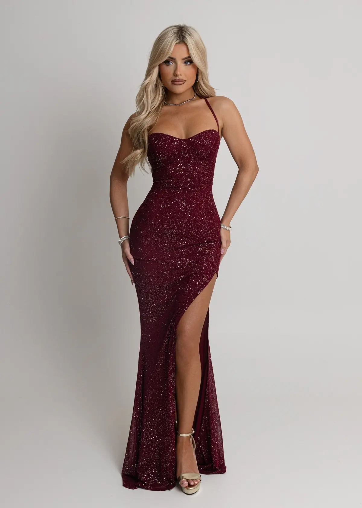 In The Spotlight Maxi Dress - Burgundy 1