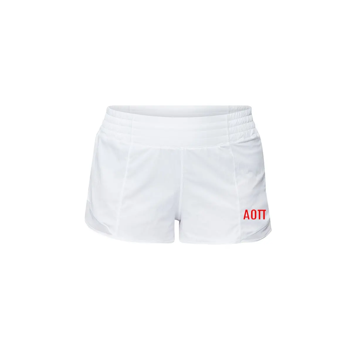 Alpha Omicron Pi Lululemon Hotty Hot High-Rise Lined Short 2.5" - White 1