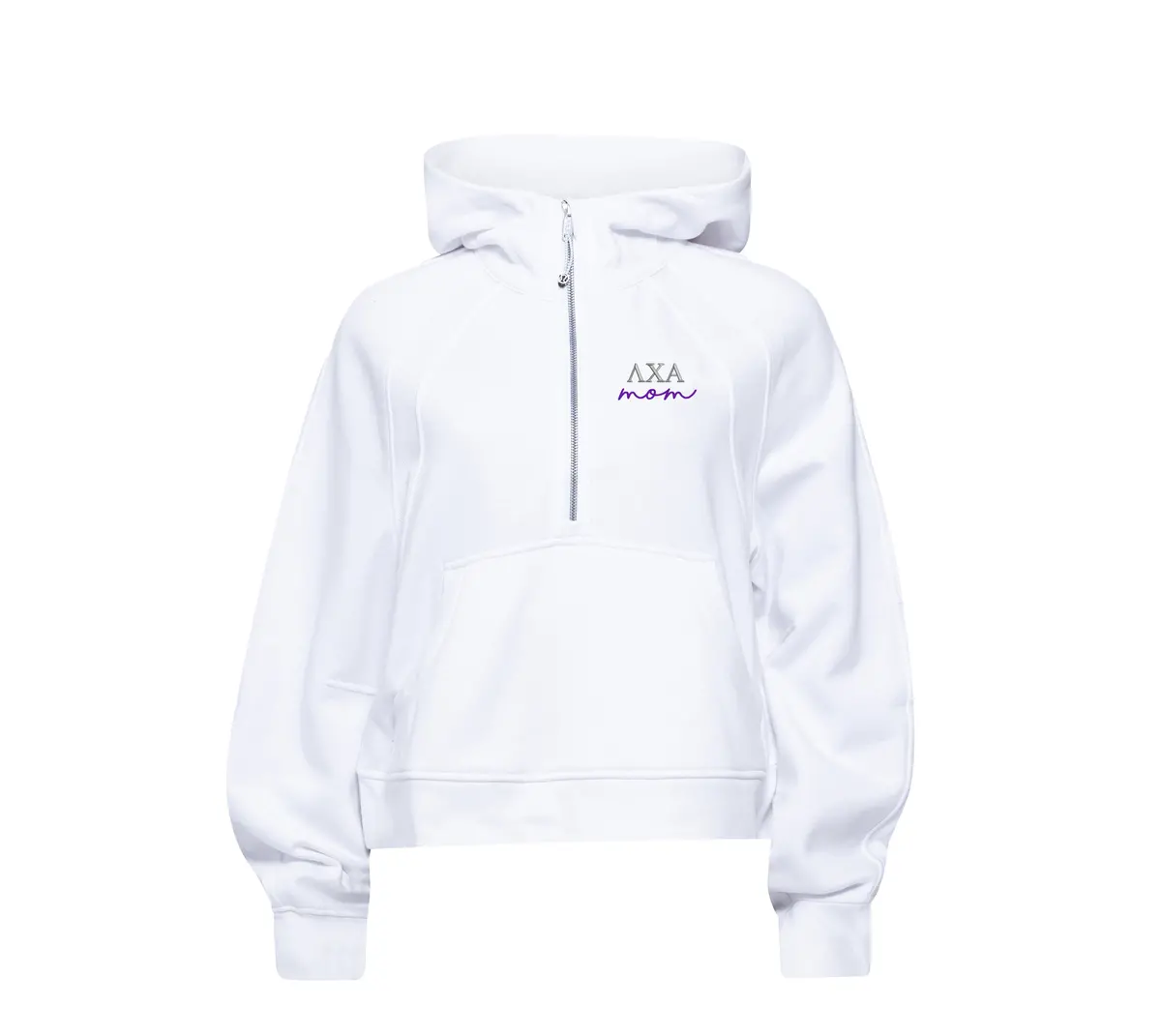 Lambda Chi Alpha Mom Lululemon Scuba Oversized Crop Half-Zip Hoodie - White 1
