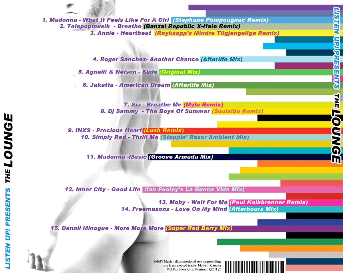 Listen Up! Presents: Lounge Cd (Various: Madonna, Sia, Inxs, Moby, Dannii++) 2
