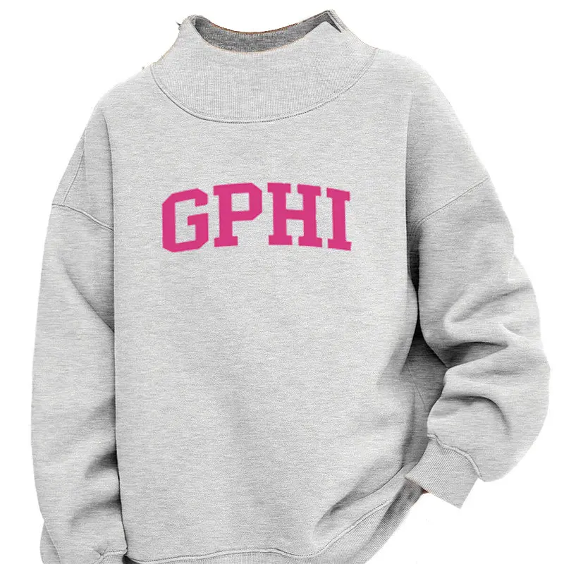 Gamma Phi Beta Mock Neck Sweatshirt - Gphi 1