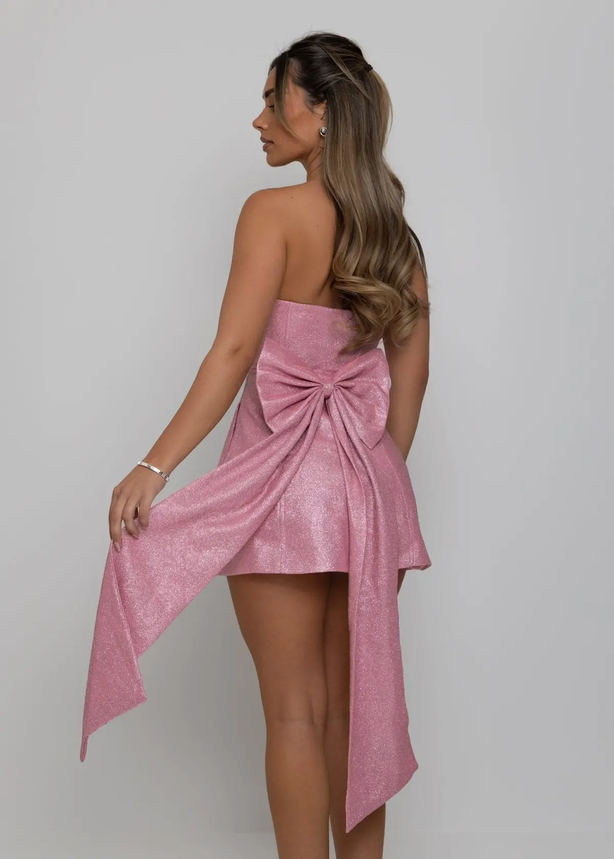 My Eternity Sparkle Bow Mini Dress - Pink 1