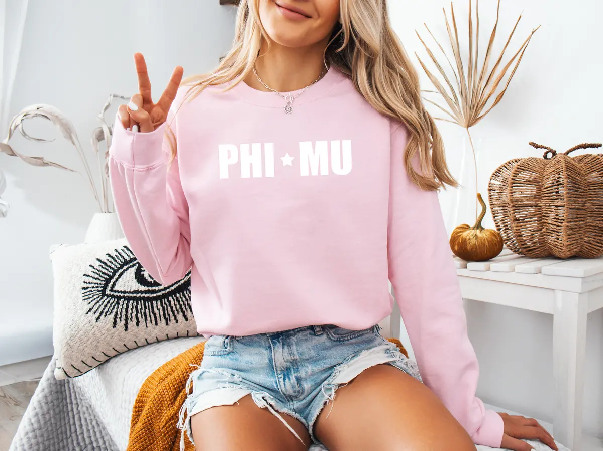 Phi Mu Sorority Crewneck Sweatshirt - Stars 2