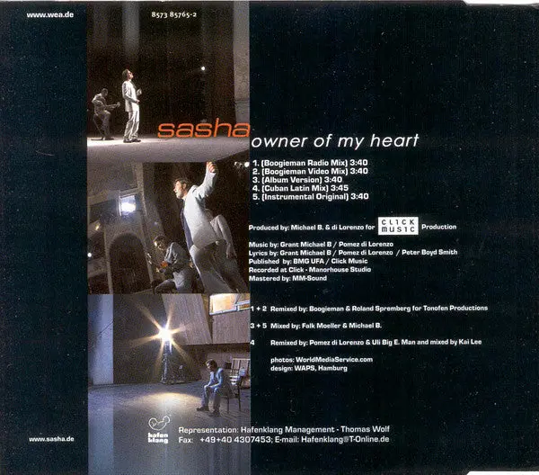 Sasha - Owner Of My Heart (Import Remix Cd Single) Used 2