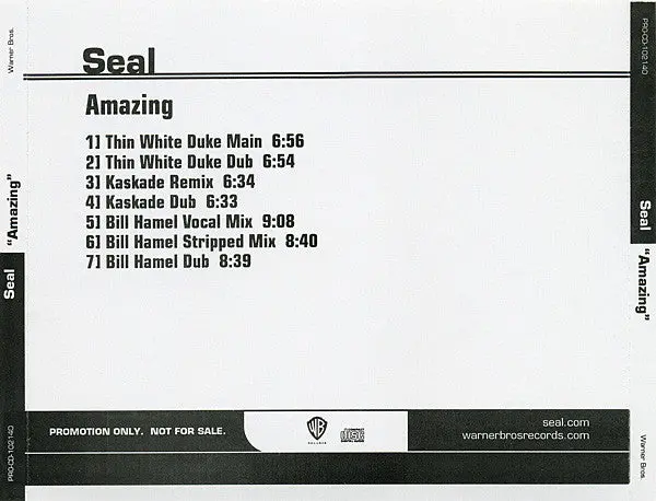 Seal - Amazing  (Remixes) Official Promo Cd Single 1