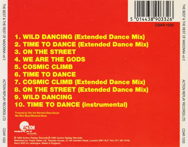 Madonna And Otto Von Wernherr - The Best Of & The Rest Of Vol. 2 1993 (Import Cd) Used 2