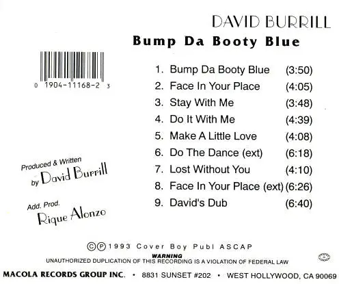 David Burrill -- Bump Da Booty Blue Cd - Used 2