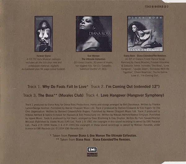 Diana Ross - Why Do Fools Fall In Love + 3 Remix Classics (Import Cd) Single - Used 2