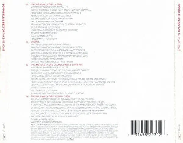 Sophie Ellis-Bextor - Take Me Home - Import Cd Single - New 2