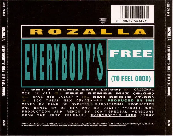 Rozalla - Everybody's Free (To Feel Good) Us Maxi-Cd Single - Used 2