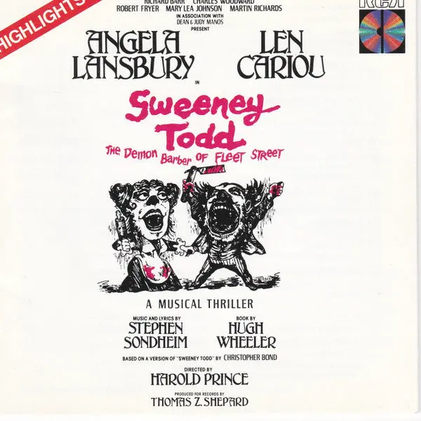 Sweeney Todd  Original Broadway Cast - Angela Lansbury  1 Cd Highlights  - Used 1
