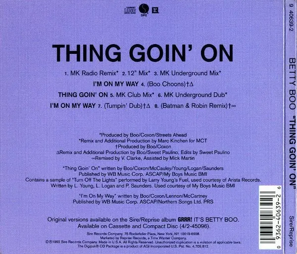 Betty Boo - Thing Goin' On I'm On My Way (Maxi-Cd Single) Used 2
