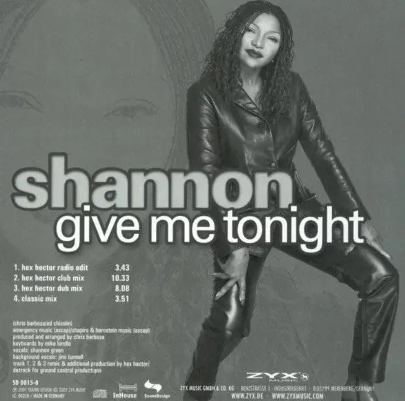 Shannon - Give Me Tonight 2002 Mixes Cd Single 2