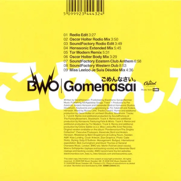 Bwo - Gomenasai - Import Cd Maxi-Single 2