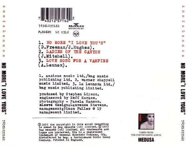 Annie Lennox - No More I Love You's (Uk Part 1 Cd Single) Used 2