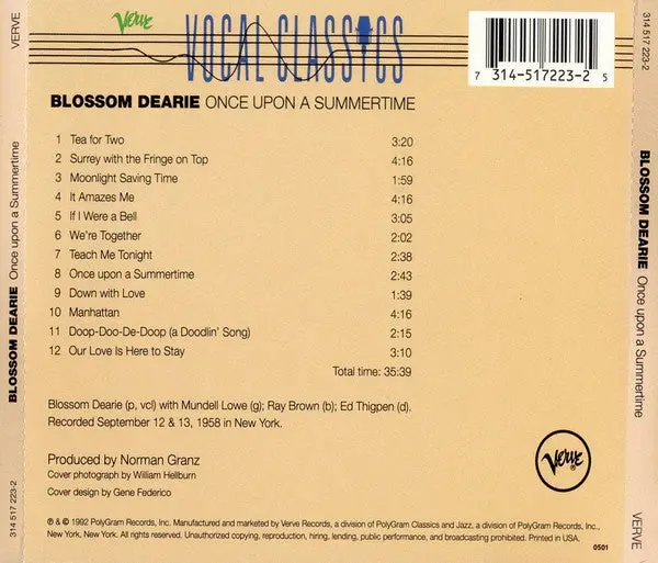 Bloosom Dearie - Once Upon A Summertime Cd - Used 2