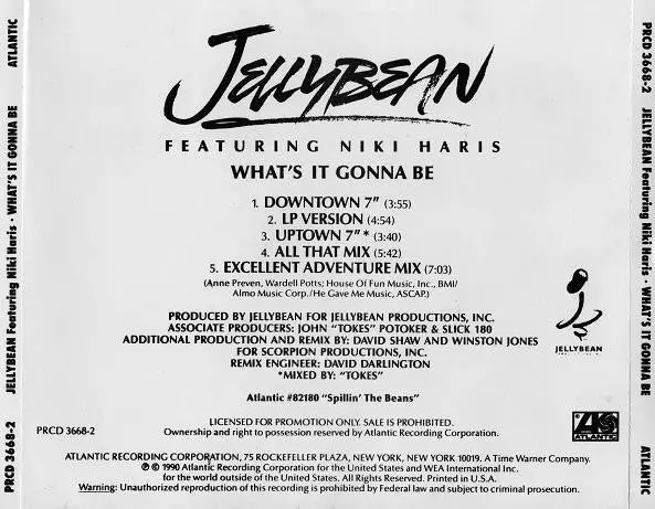 Jellybean Ft: Niki Haris -- What's It Gonna Be (Promo Cd Remix Single) Used 2