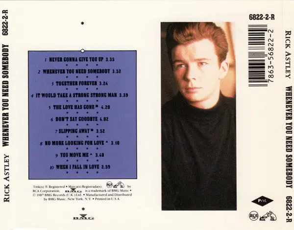Rick Astley - Whenever You Need Somebody Cd Used 2