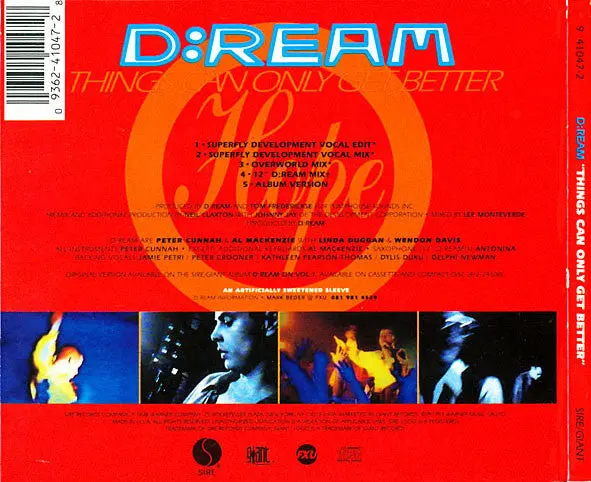 D:Ream - Things Can Only Get Better (Us Maxi-Cd Single) Used 2