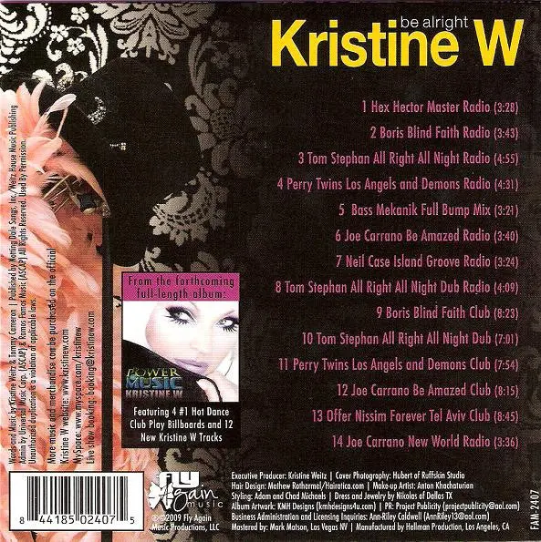 Kristine W - Be Alright (Cd Single) Used 2