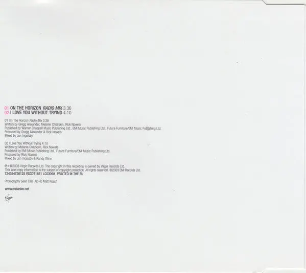Melanie C - On The Horizon / I Love You Without Trying (Import Cd Single) Used 2