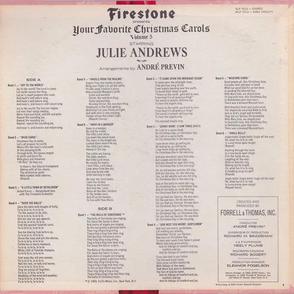 Julie Andrews - Firestone Presents Vol. 5 Original 1965 Lp Vinyl - Used 2