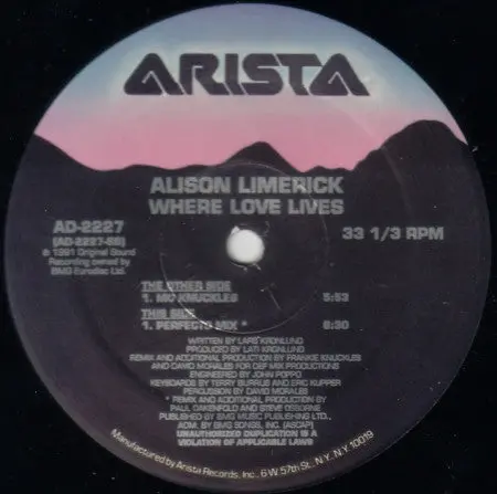 Alison Limerick - Where Love Lives  12" Remix Lp Vinyl - Used Like New 1