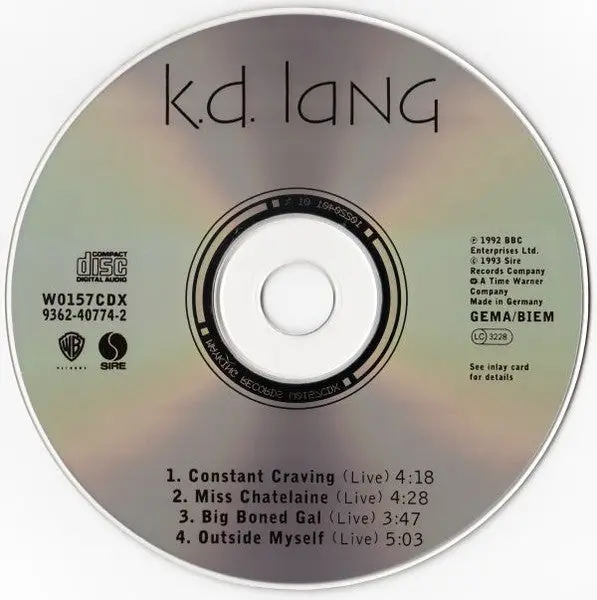 K.D. Lang -- Constant Craving Live + 3 Bonus Live (Uk Cd Single) Used 1