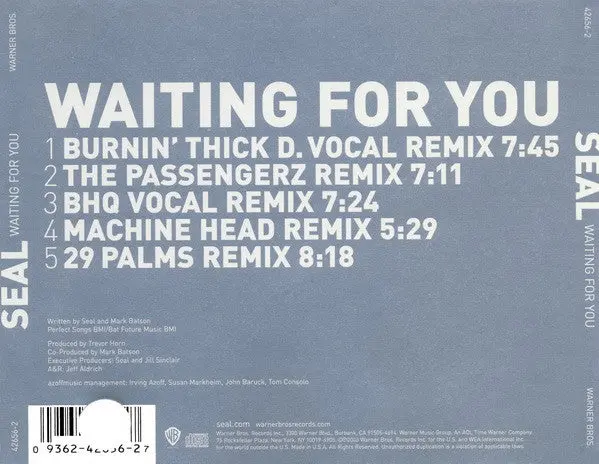 Seal - Waiting For You (Remixes) Cd Single - Used 2