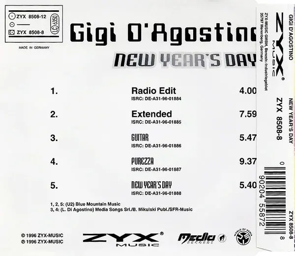 Gigi D'agostino - New Year's Day (Import Cd Single) Used 2