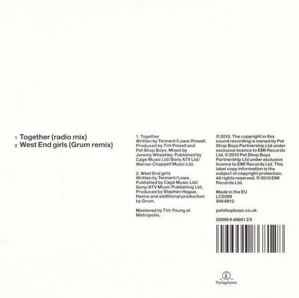 Pet Shop Boys - Together (Pt. 1) - Import Cd Single 2