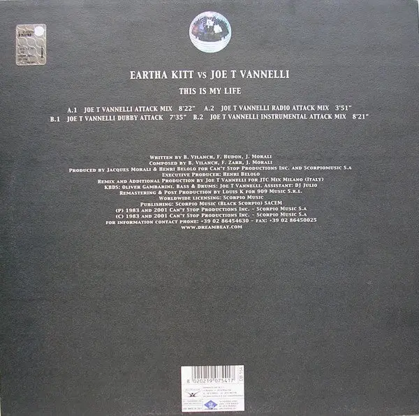 Eartha Kitt Vs Joe T. Vannelli - This Is My Life 12" Import Lp Vinyl - Used 2