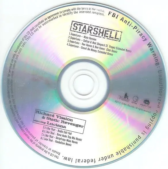 Starshell - Superluva / Richard Vission & Static Revenger - I Like That (Promo) Cd Single - Used 1