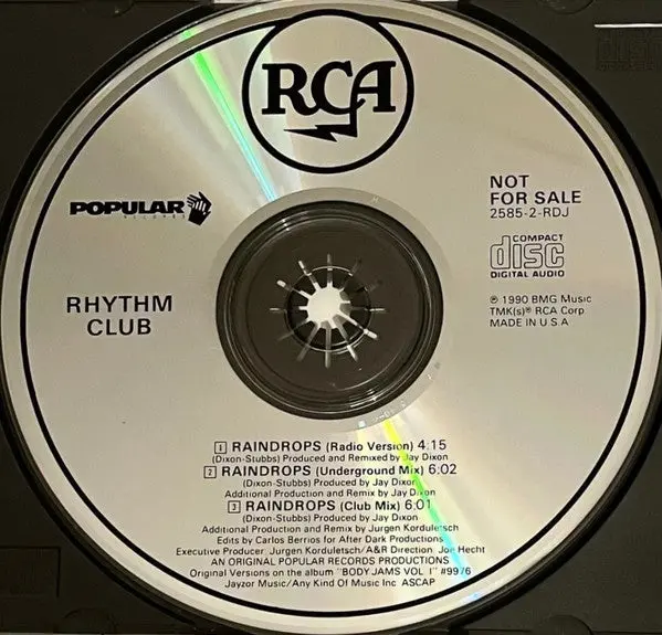 Rhythm Club - Raindrops (Promo Remix Cd Single) Used 1
