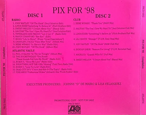Pix For '98 (2Cd Promo) Radio And Club Mixes (Various) Official Promo - Used 1