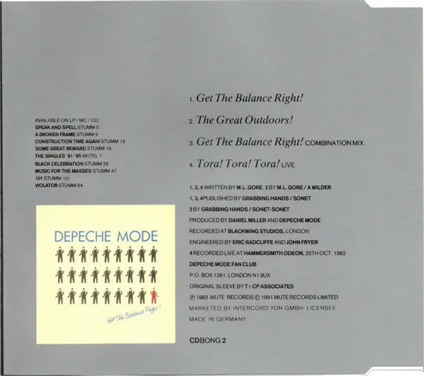 Depeche Mode - Get The Balance Right! (Import Cd Single) Used 2